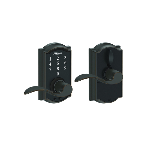 FE Series FE695VCAMXACC716 Electronic Entry Lock, Wave Design, Aged Bronze, Residential, 2 Grade, Metal