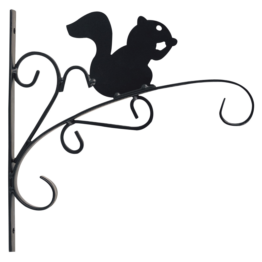 540-0742 Hanging Plant Bracket, 11 in L, 11.8 in H, Steel, Black, Matte Black, Wall