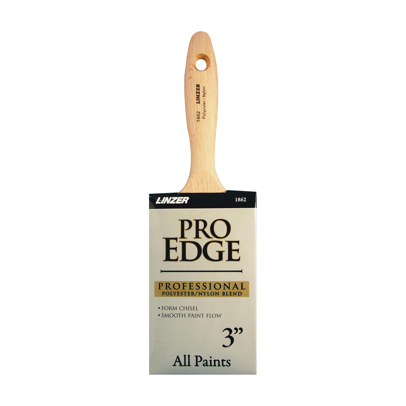 1862-3 Paint Brush, 3 in W, 3-1/4 in L Bristle, Nylon/Polyester Bristle, Beaver Tail, Varnished Handle