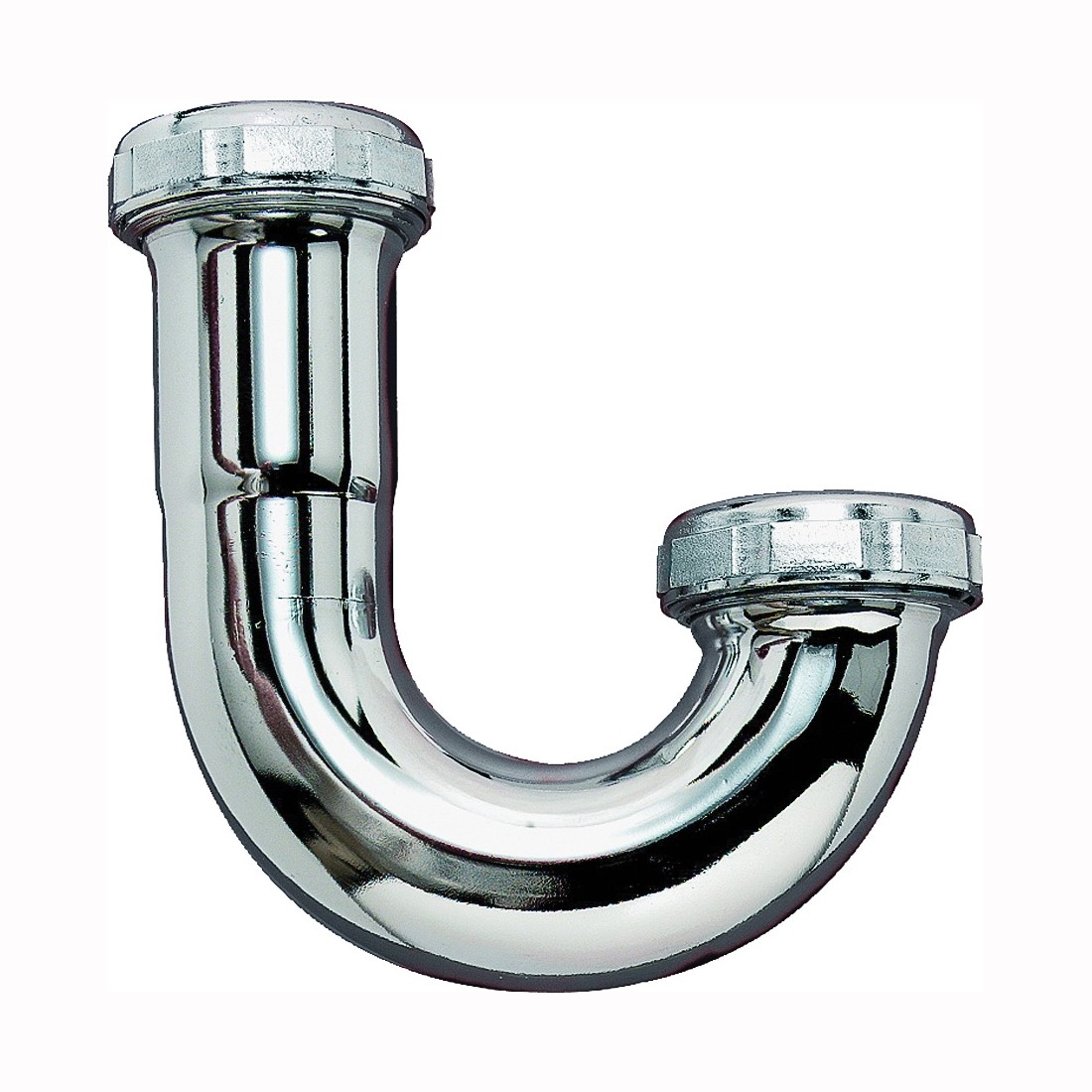 PP7CP J-Bend with Nut, 1-1/2 in, Slip Joint, 22 ga Thick Wall, Brass, Chrome