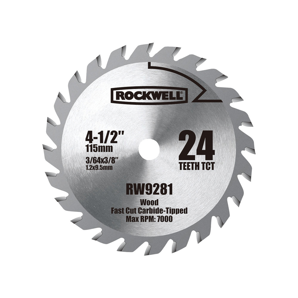 RW9281 Circular Saw Blade, Multi Material , 4-1/2 in Dia, 3/8 in Arbor, 24-Teeth, Tungsten Carbide Cutting Edge