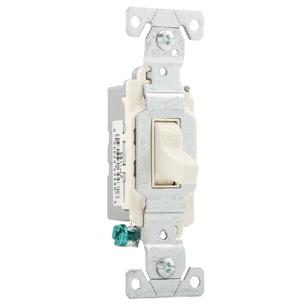 CS115LA Toggle Switch, 15 A, 120, 277 VAC, Screw Terminal, PVC Housing Material, Light Almond