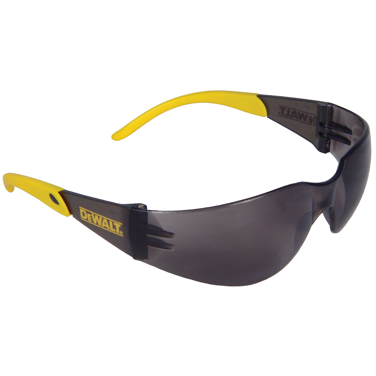 DEWALT DPG54-2C Safety Glasses, Scratch-Resistant Lens, Smoke Lens, Black/Yellow Frame, Polycarbonate Lens, Plastic Frame
