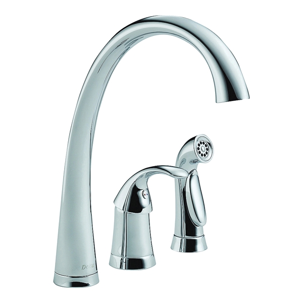 Delta Pilar Series 4380-DST Kitchen Faucet with Side Sprayer, 1.8 gpm, 1-Handle, Brass, Chrome Plated, Deck - 1