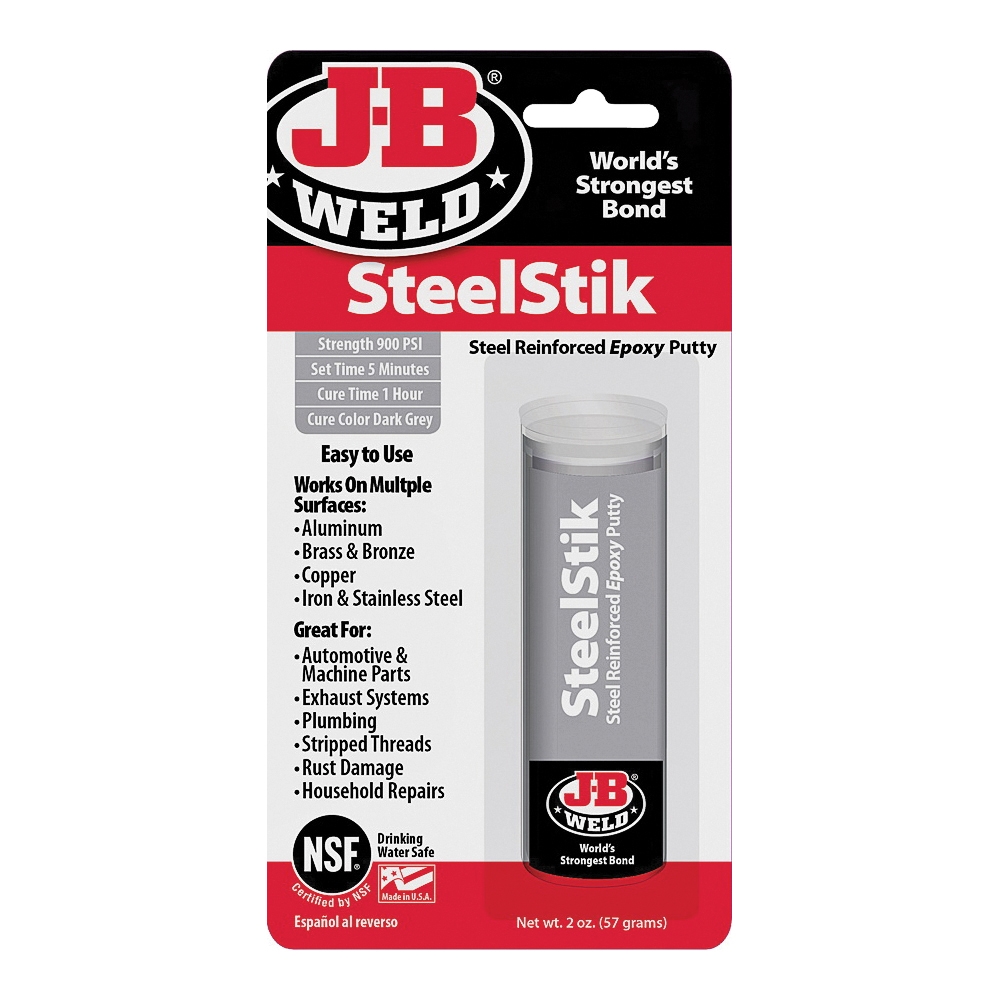 J-B Weld 8267 Epoxy Putty Stick, Black/Dark Gray, Solid, 2 oz, Stick Pack