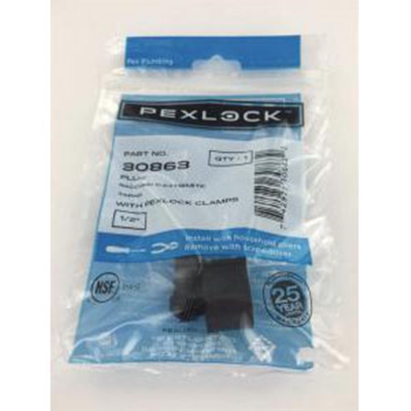Flair-It PEXLOCK 30863 Plug with Clamp, 1/2 in, Black - 1