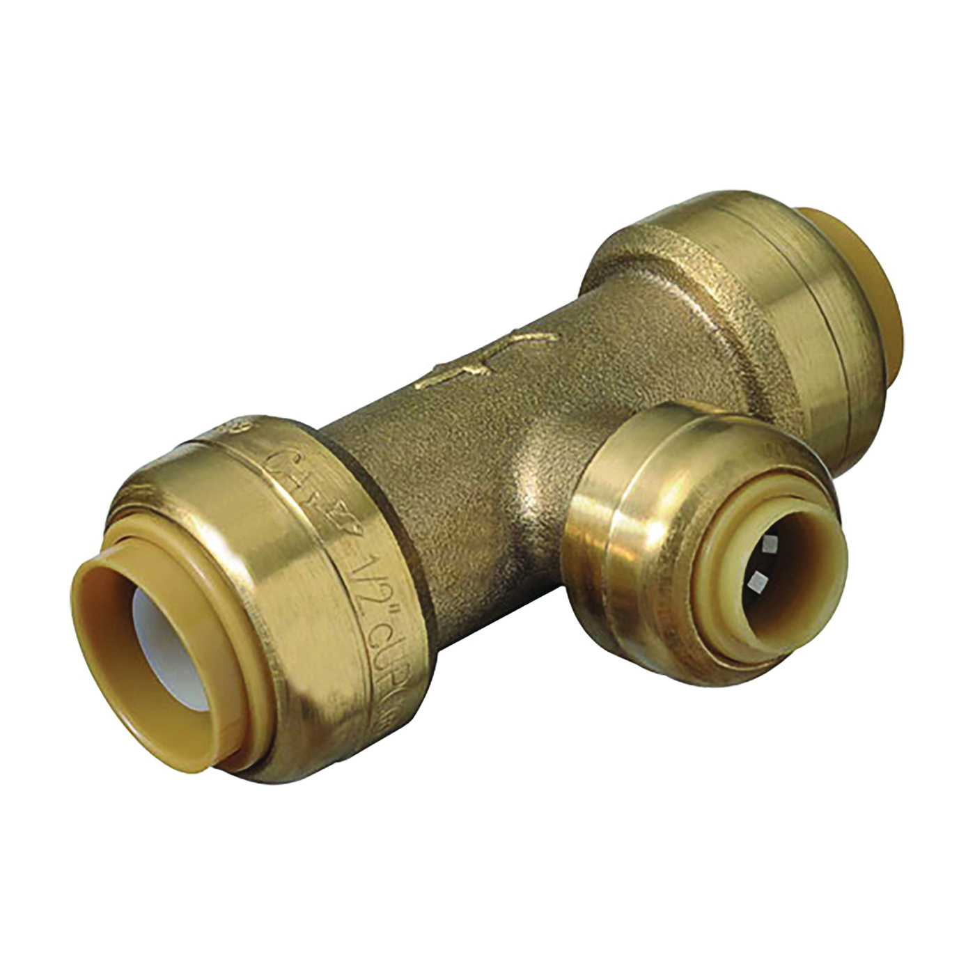 U359LFA Pipe Tee, 1/2 x 1/4 in, Push-Fit, DZR Brass, 200 psi Pressure