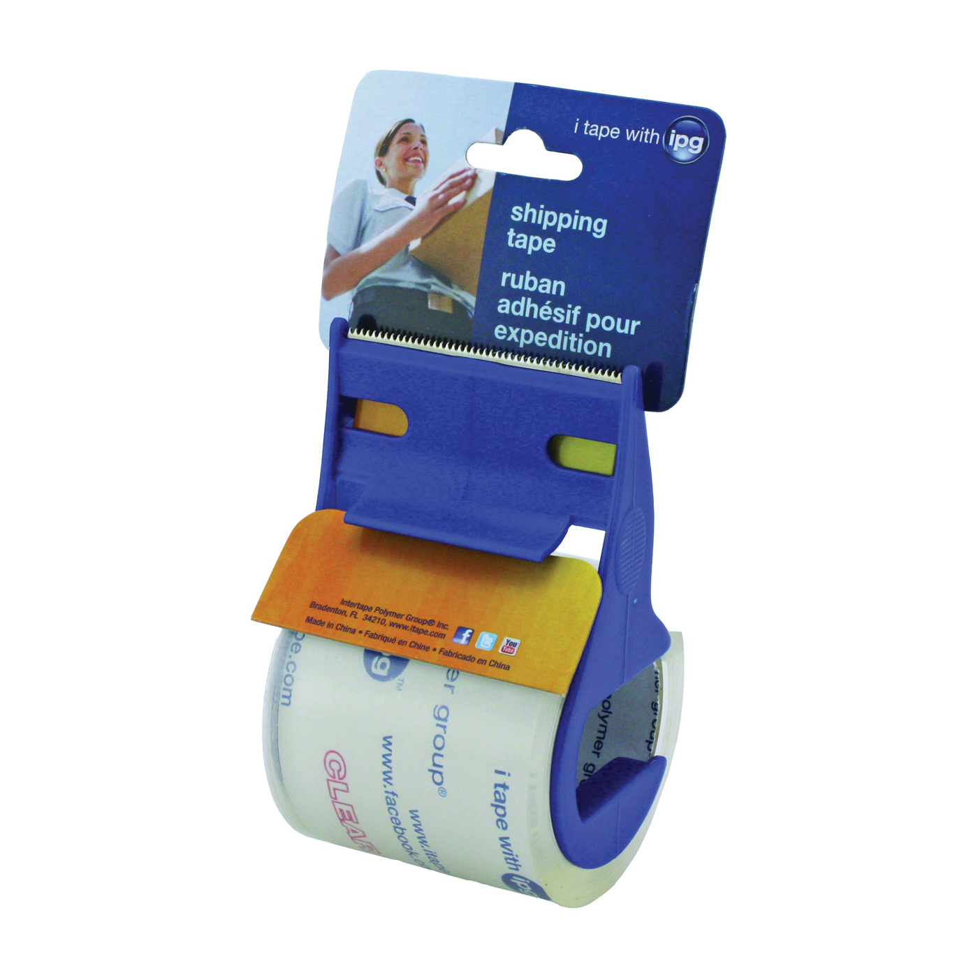 3196 Shipping Tape, 17.5 yd L, 2 in W, Polypropylene Backing, Clear