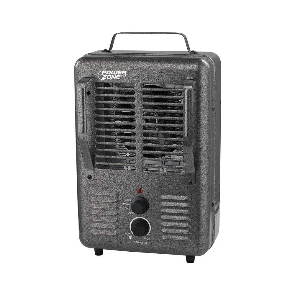 PowerZone Deluxe Portable Utility Heater, 12.5 A, 120 V, 1300/1500 W, 2-Heating Stages, Gray - 1