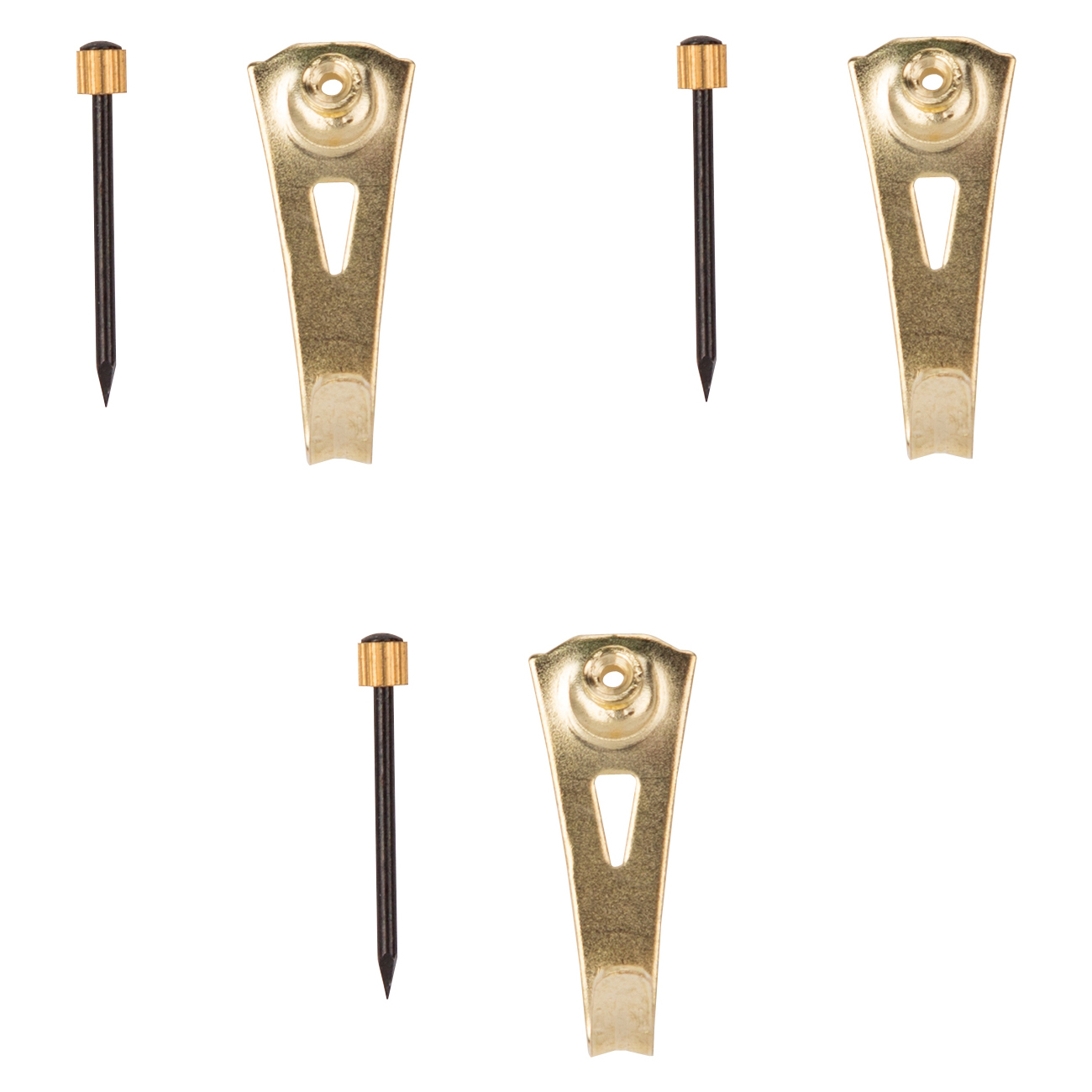 PH-122270-PS Picture Hanger, 30 lb, Steel, Polished Brass, Brass, Nail