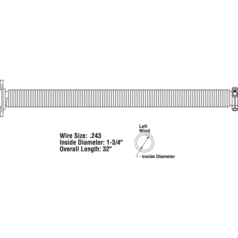 Prime-Line GD 12229 Torsion Spring, 1-3/4 in ID, 2 in OD, 32 in OAL, Carbon Steel, Plain - 2