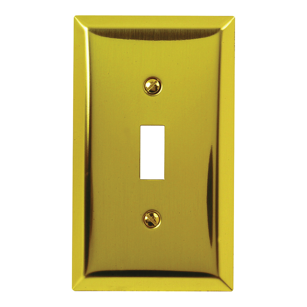 163TBR Switch Wallplate, 4-15/16 in L, 2-7/8 in W, 1 -Gang, Steel, Brass, Polished