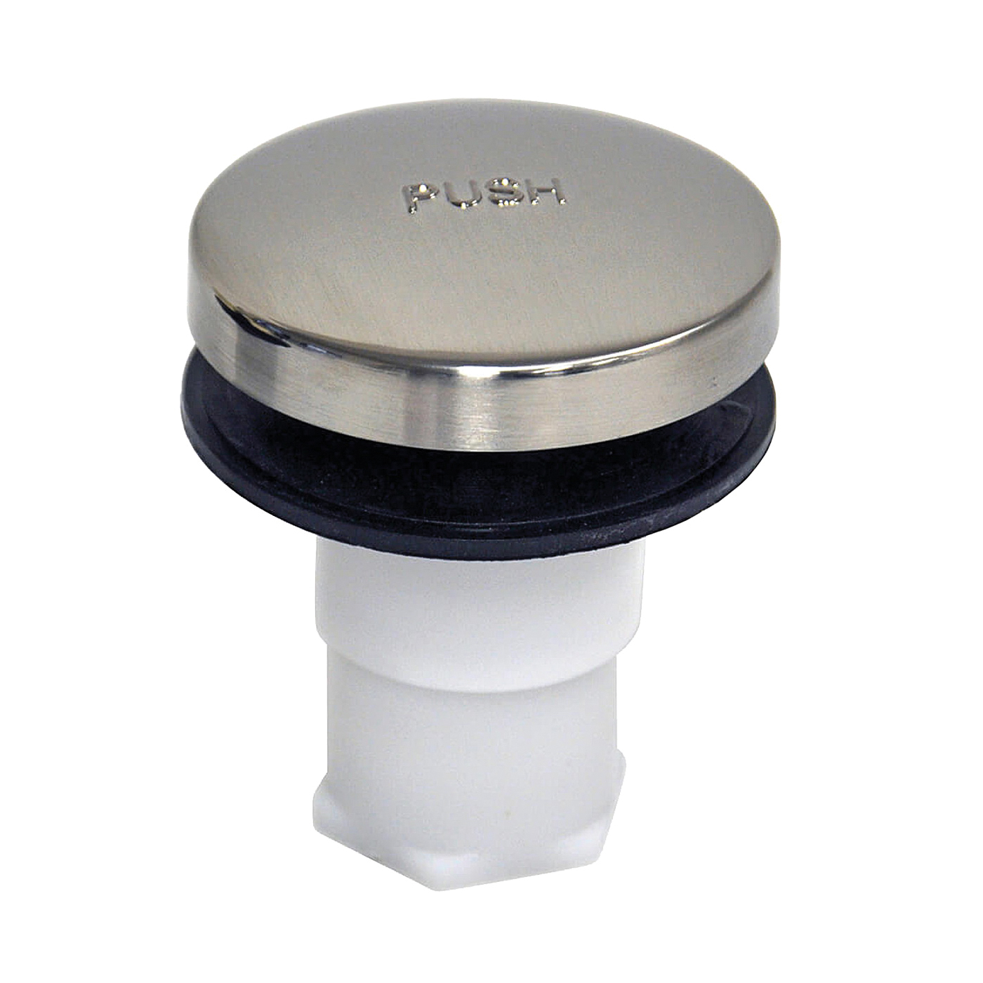 10755 Bathtub Drain Stopper, Plastic, Brushed Nickel