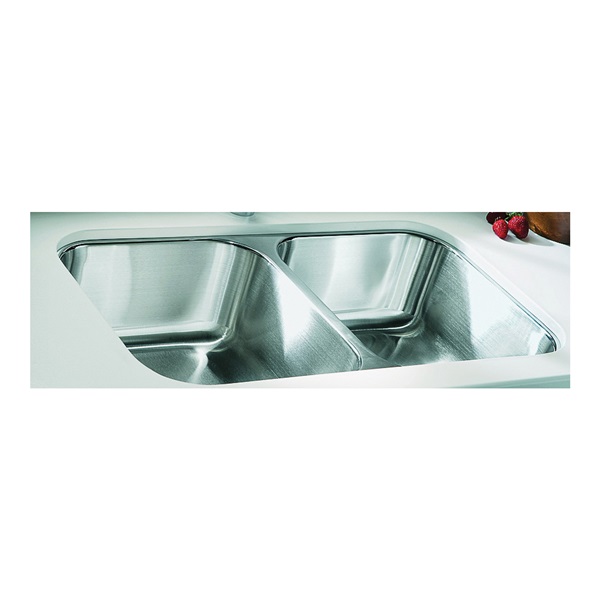 McAllister Series 11406-NA Kitchen Sink, Rectangular Bowl, 18 in OAW, 32 in OAH, 8-1/16 in OAD, Stainless Steel