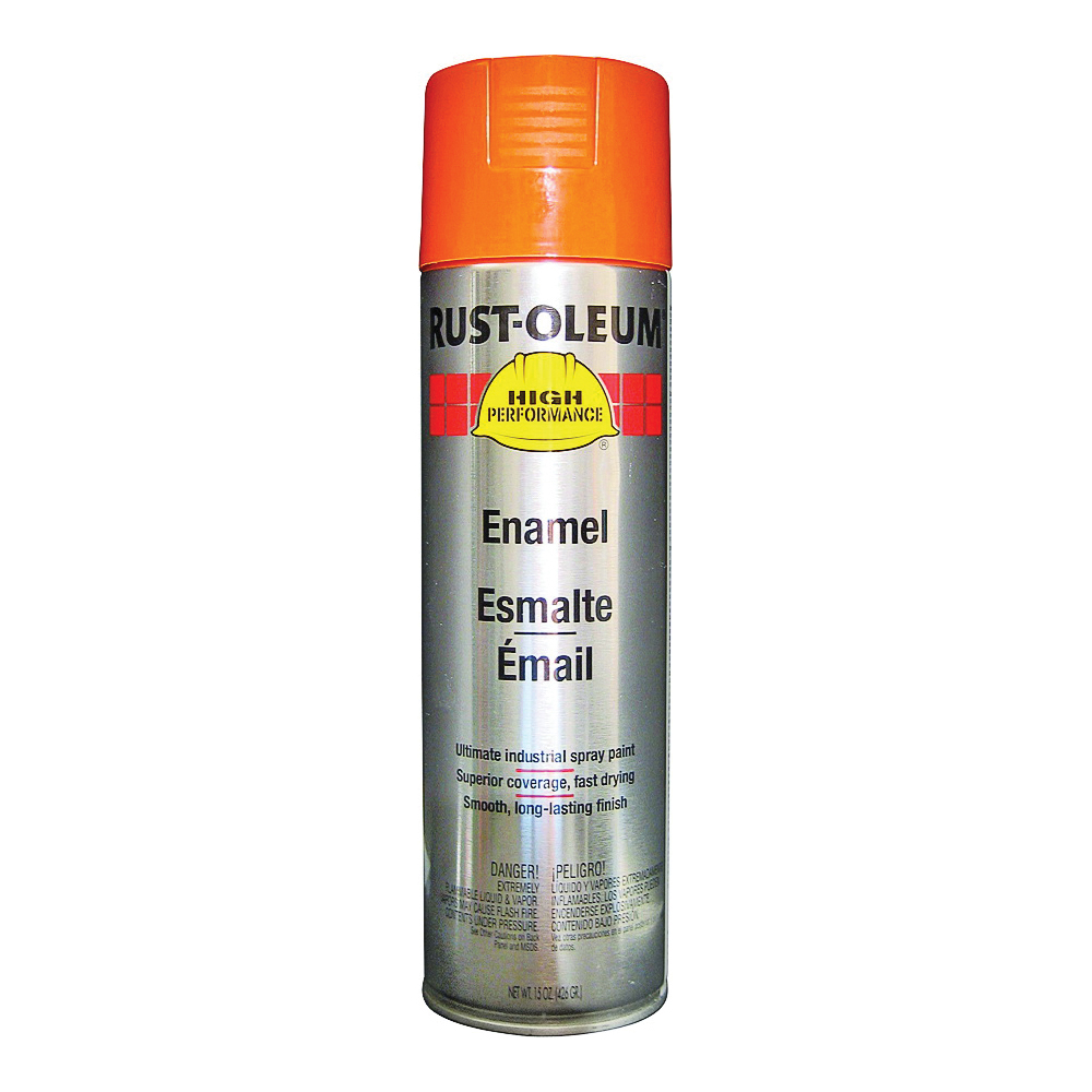 V2155838 Enamel Spray Paint, Gloss, Safety Orange, 15 oz, Can