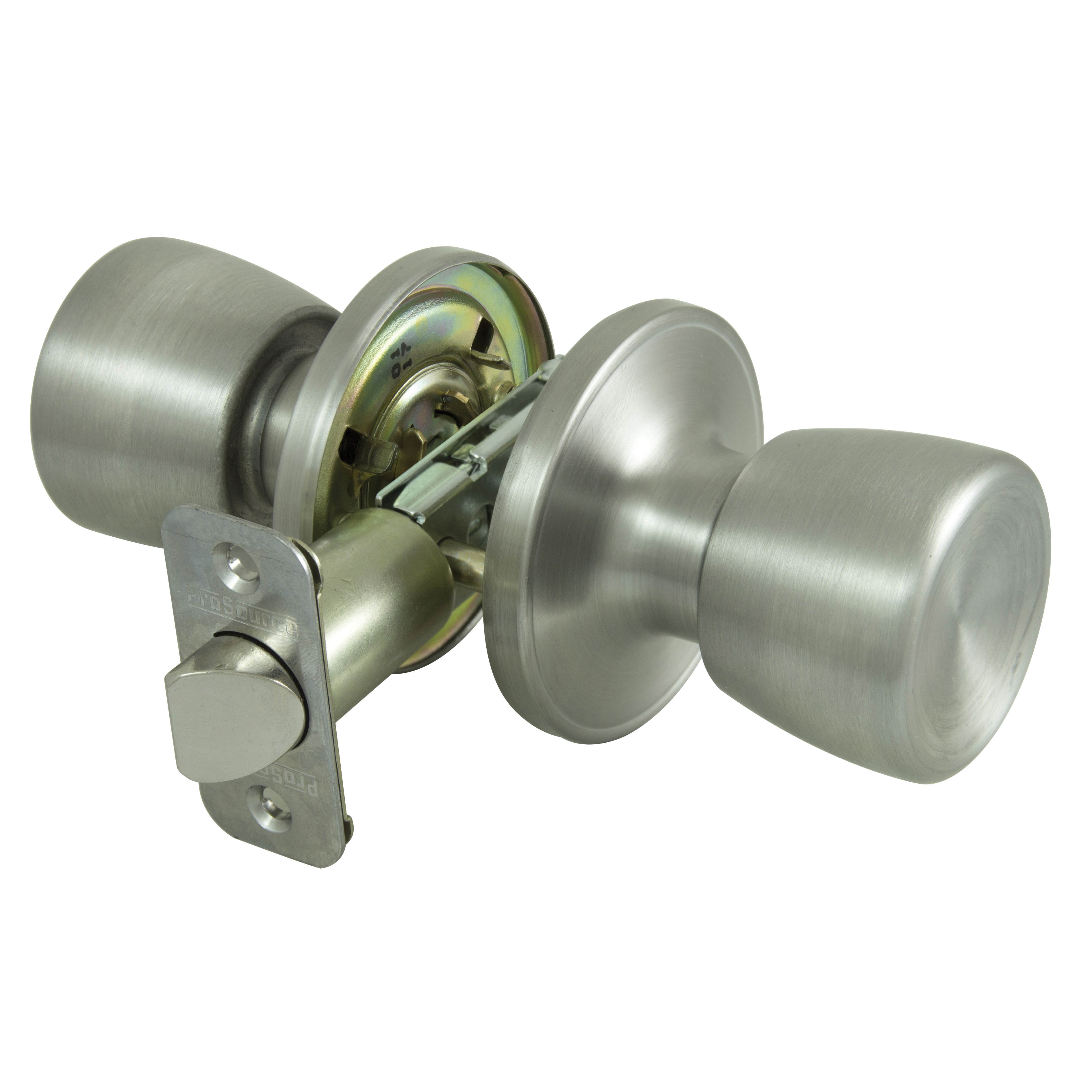 TS630BRA4B Passage Knob, Metal, Stainless Steel, 2-3/8 to 2-3/4 in Backset, 1-3/8 to 1-3/4 in Thick Door