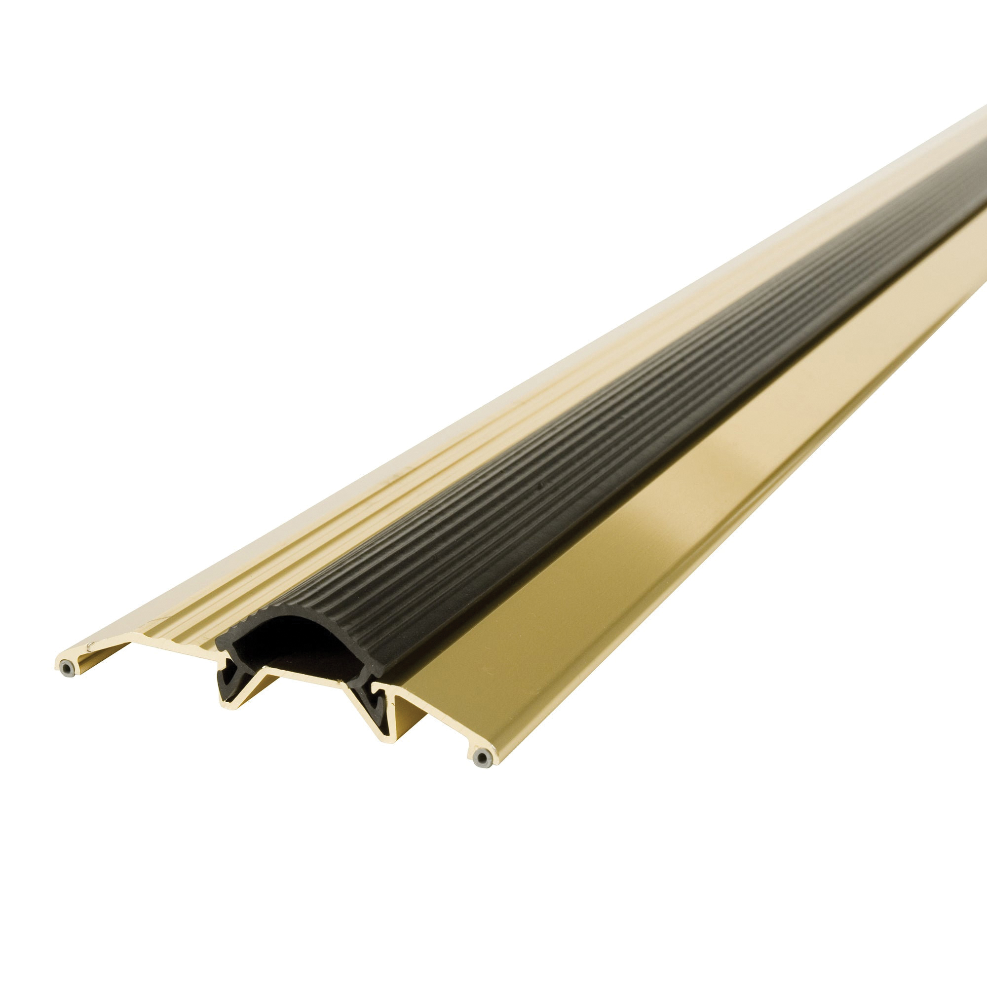 09043 Heavy-Duty Threshold, 36 in L, 3-3/4 in W, Low Profile, Aluminum, Brite Gold