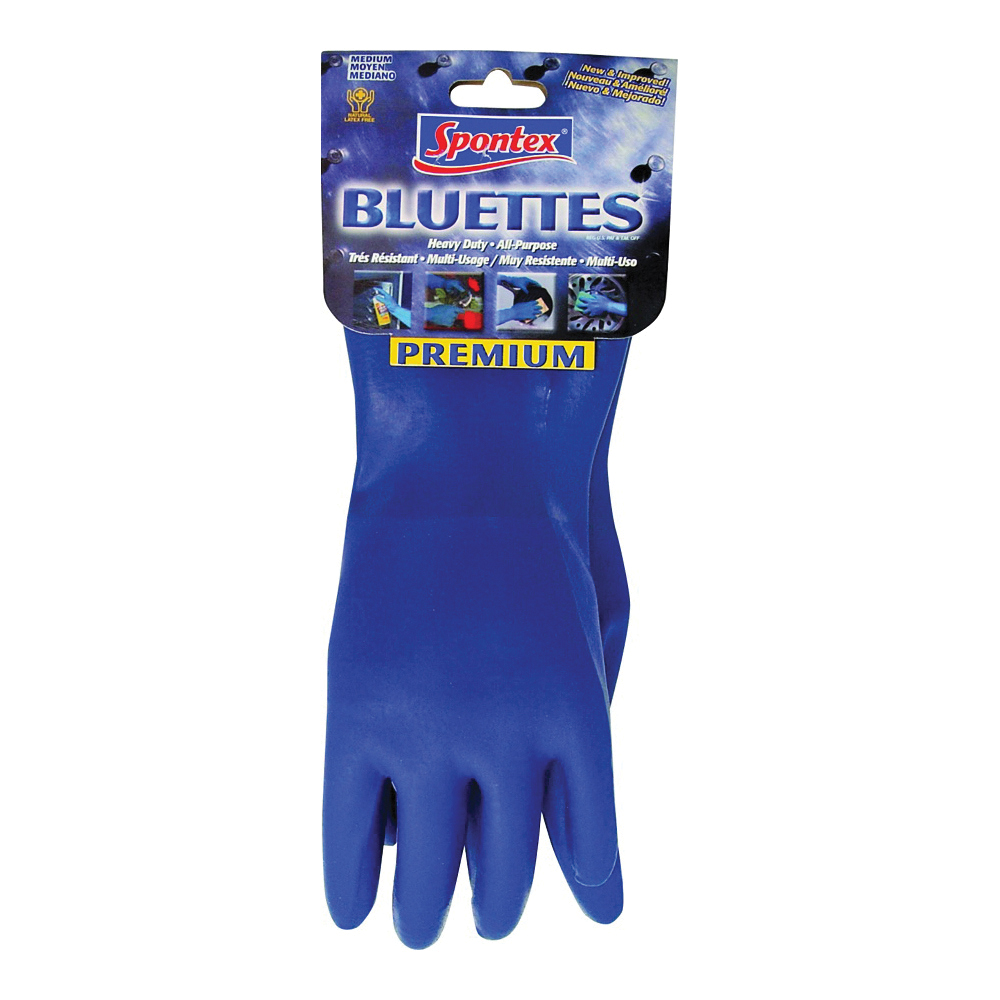 Bluettes 18005 Household Protective Gloves, M, 14 in L, Longer Cuff, Neoprene, Blue