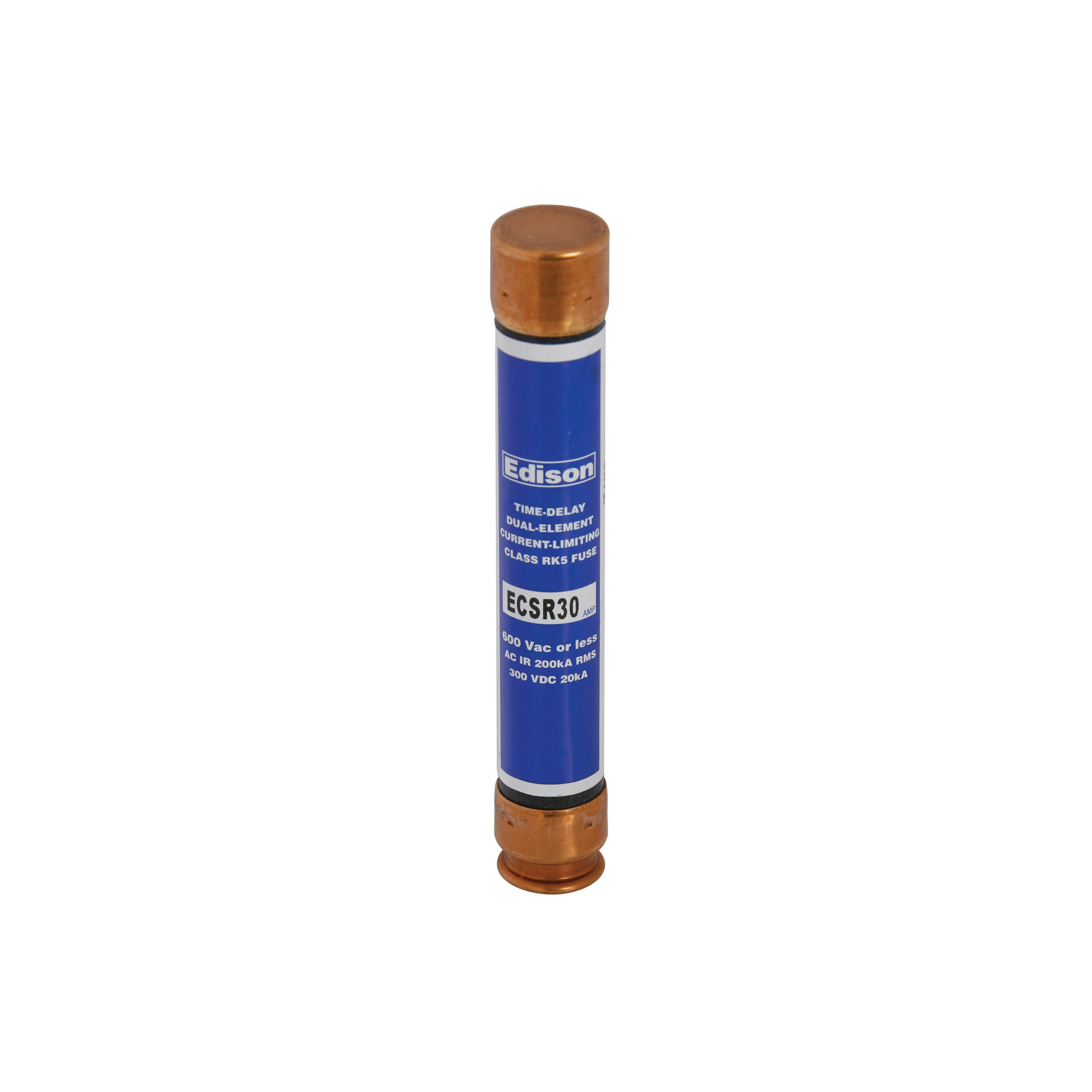 Bussmann ECSR Series ECSR30 Time Delay Fuse, 30 A, 600 V, 200 kA Interrupt, Fiberglass Body, RK5 - 2