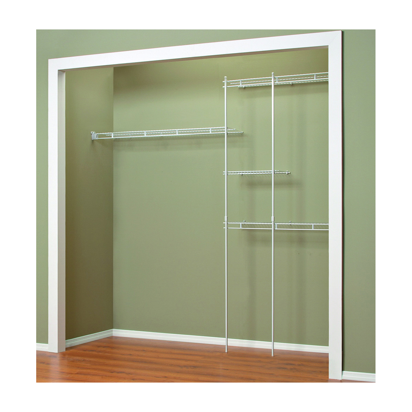 1628 Closet Organizer Kit, Steel, White, Vinyl-Coated