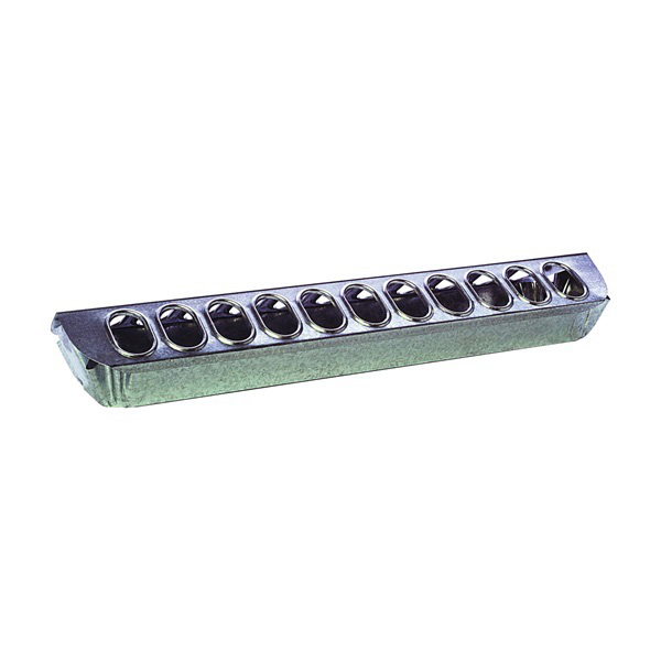 Miller 9822 Poultry Ground Feeder, 22-Compartment, Rolled Edge, Steel, Galvanized, Silver, Ground Mounting