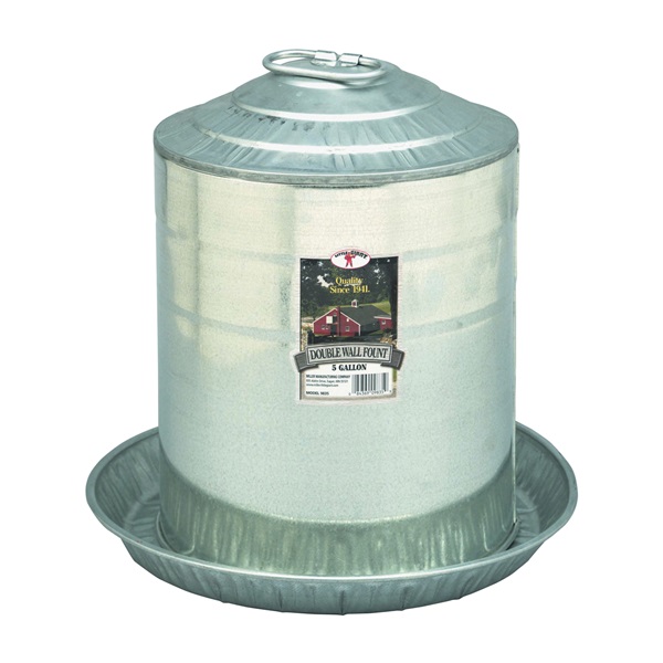 9835 Poultry Fount, 5 gal Capacity, Galvanized Steel, Floor, Ground Mounting