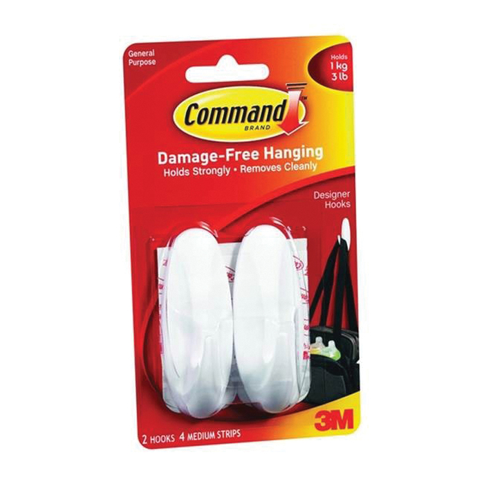 17081-2VP Designer Hook, 3 lb, 4 -Hook, Plastic, White