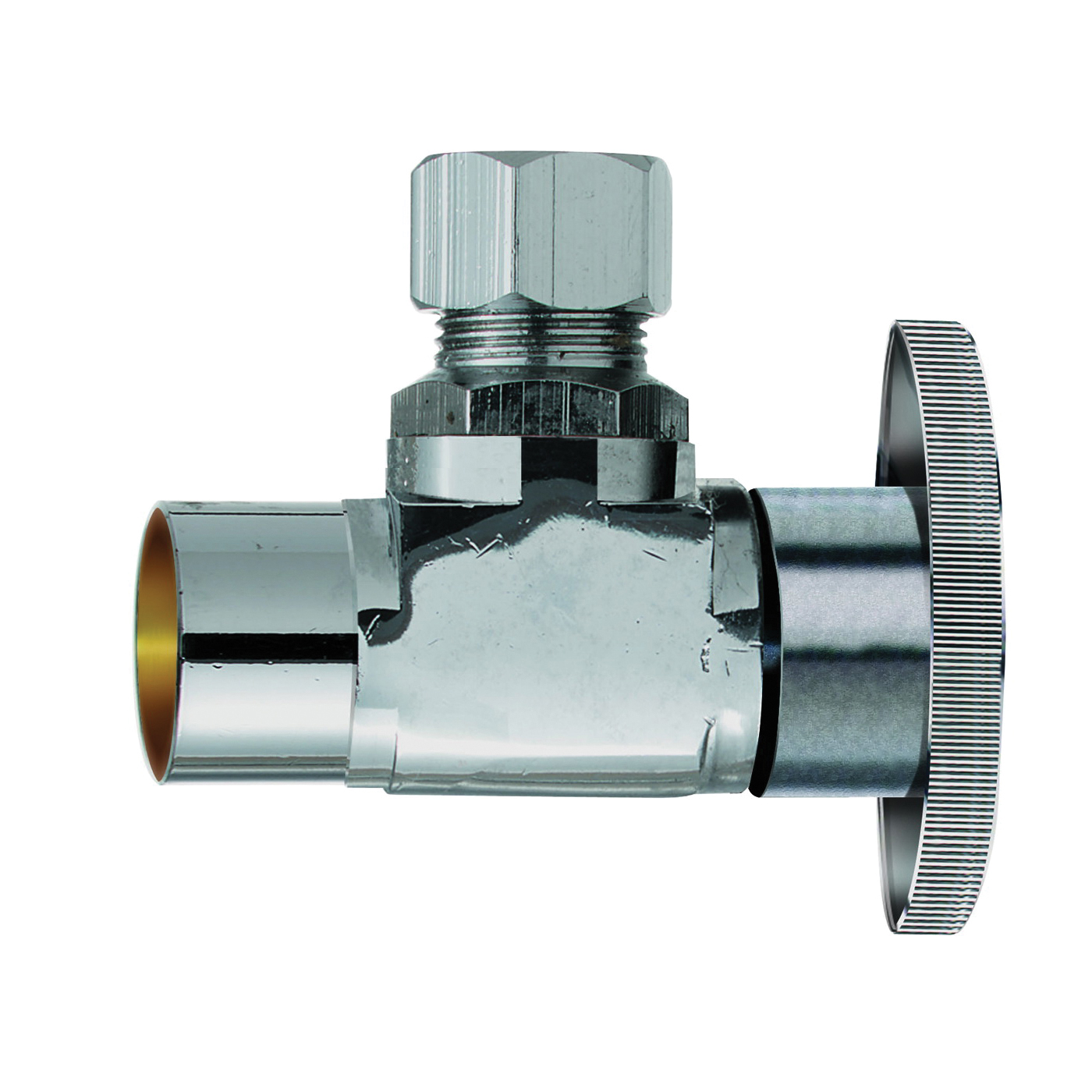 PP60PCLF Angle Shut-Off Valve, 1/2 x 3/8 in Connection, Sweat x Compression, Brass Body