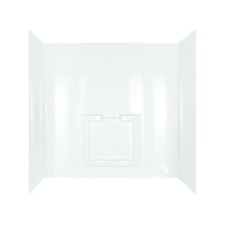 40184 Bathtub Wall Set, 42 in L, 30 in W, 60 in H, Polystyrene, Adhesive Installation, White