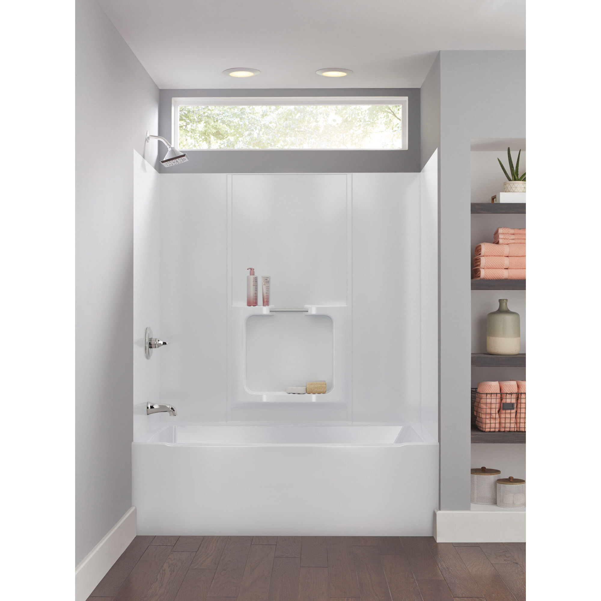 Delta 40184 Bathtub Wall Set, 60 in L, 30 in W, Polystyrene, Adhesive Installation, Gloss White - 2