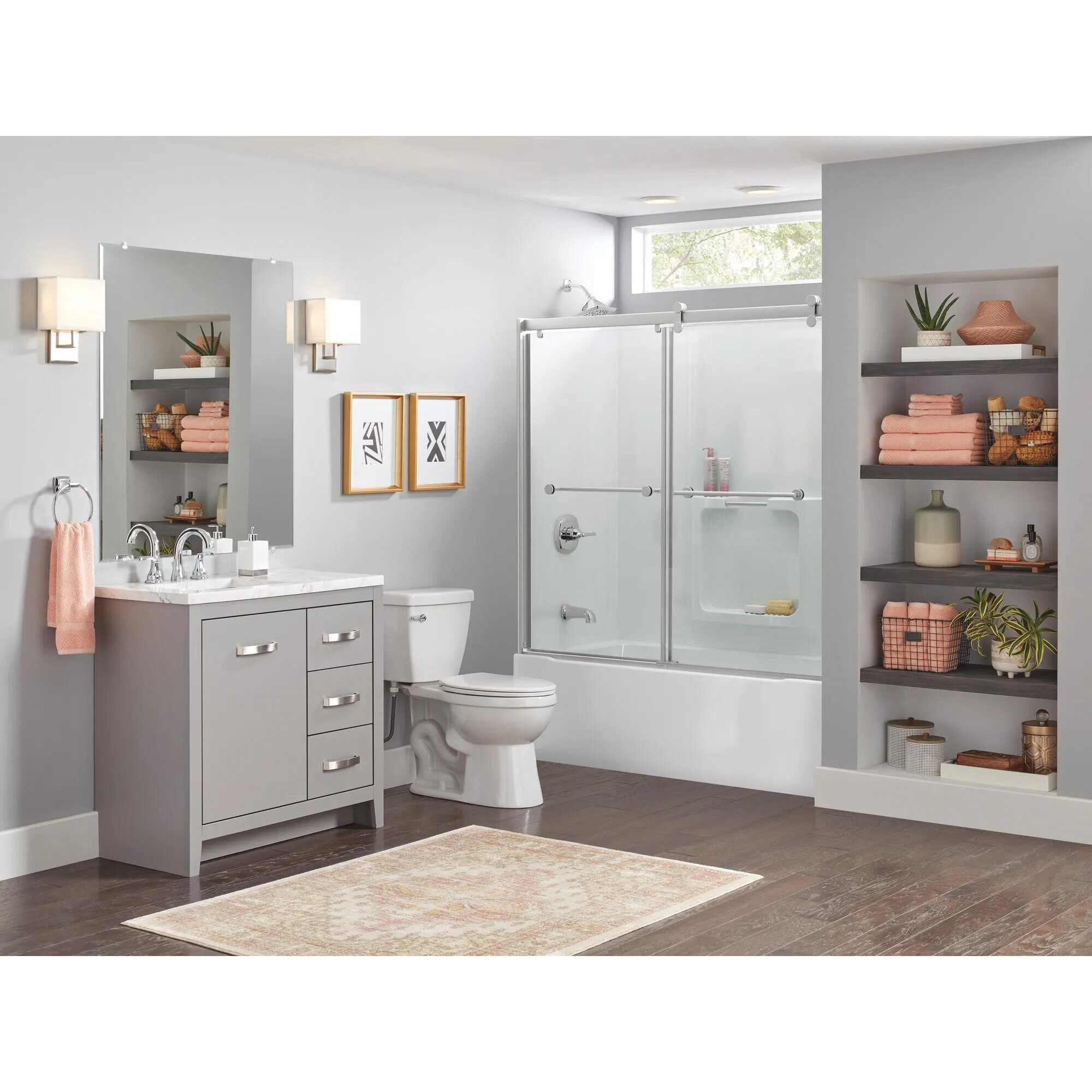 Delta 40184 Bathtub Wall Set, 60 in L, 30 in W, Polystyrene, Adhesive Installation, Gloss White - 3