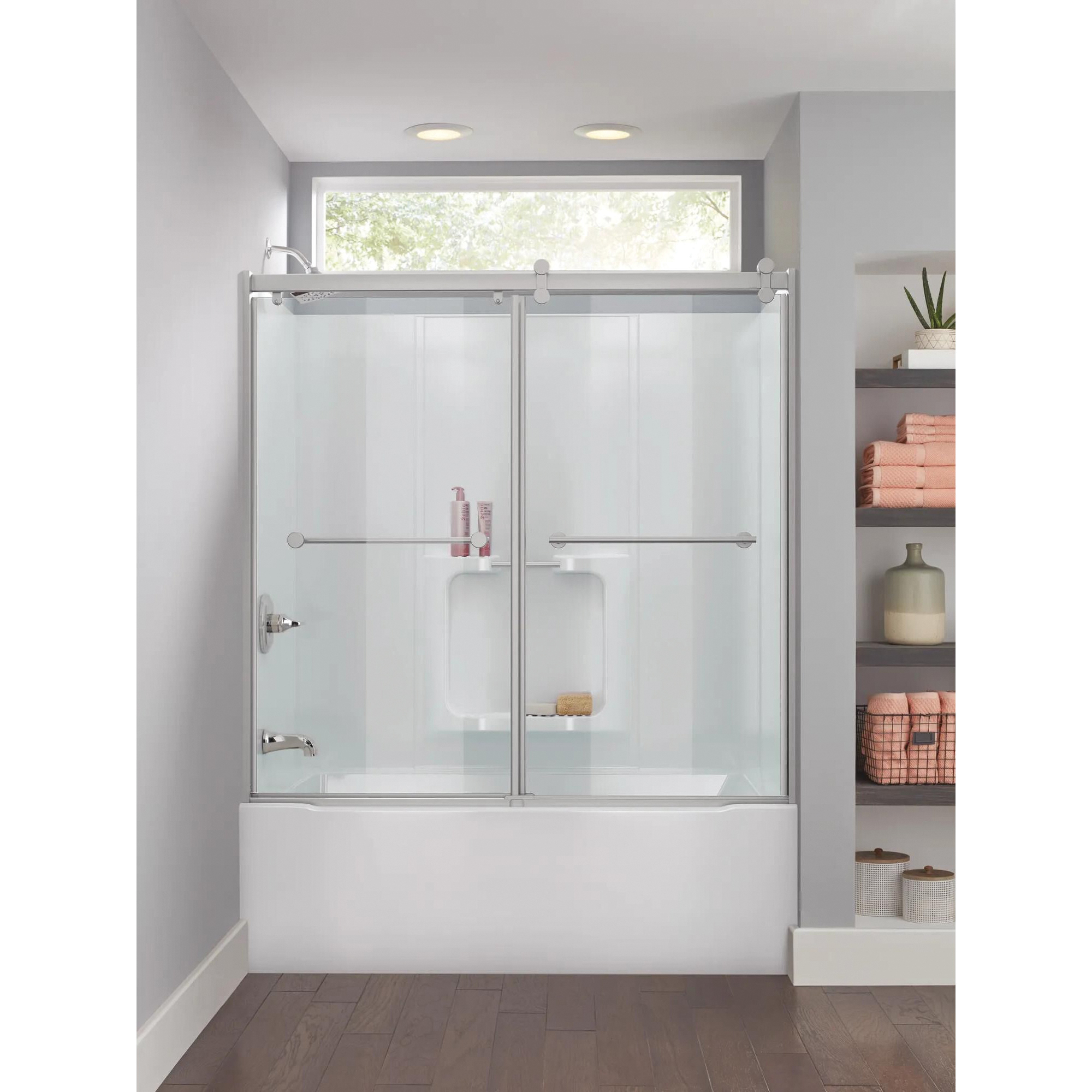 Delta 40184 Bathtub Wall Set, 60 in L, 30 in W, Polystyrene, Adhesive Installation, Gloss White - 4