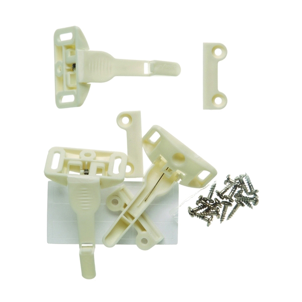 48447 Cabinet and Drawer Latch, Plastic, White