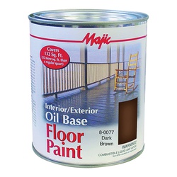 8-0077-2 Floor Paint, Medium-Gloss, Dark Brown, 1 qt, Can, Oil Base, Application: Brush, Pad, Roller