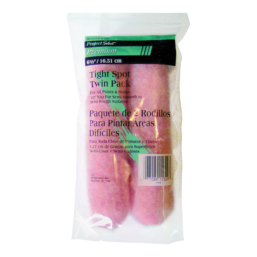 RC153-2 Paint Roller Cover, 3/8 in Thick Nap, 6-1/2 in L, Polyester Cover, Pink