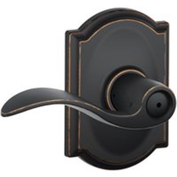 Schlage F Series F40VACC716CAM Privacy Lever, Mechanical Lock, Aged Bronze, Metal, Residential, 2 Grade
