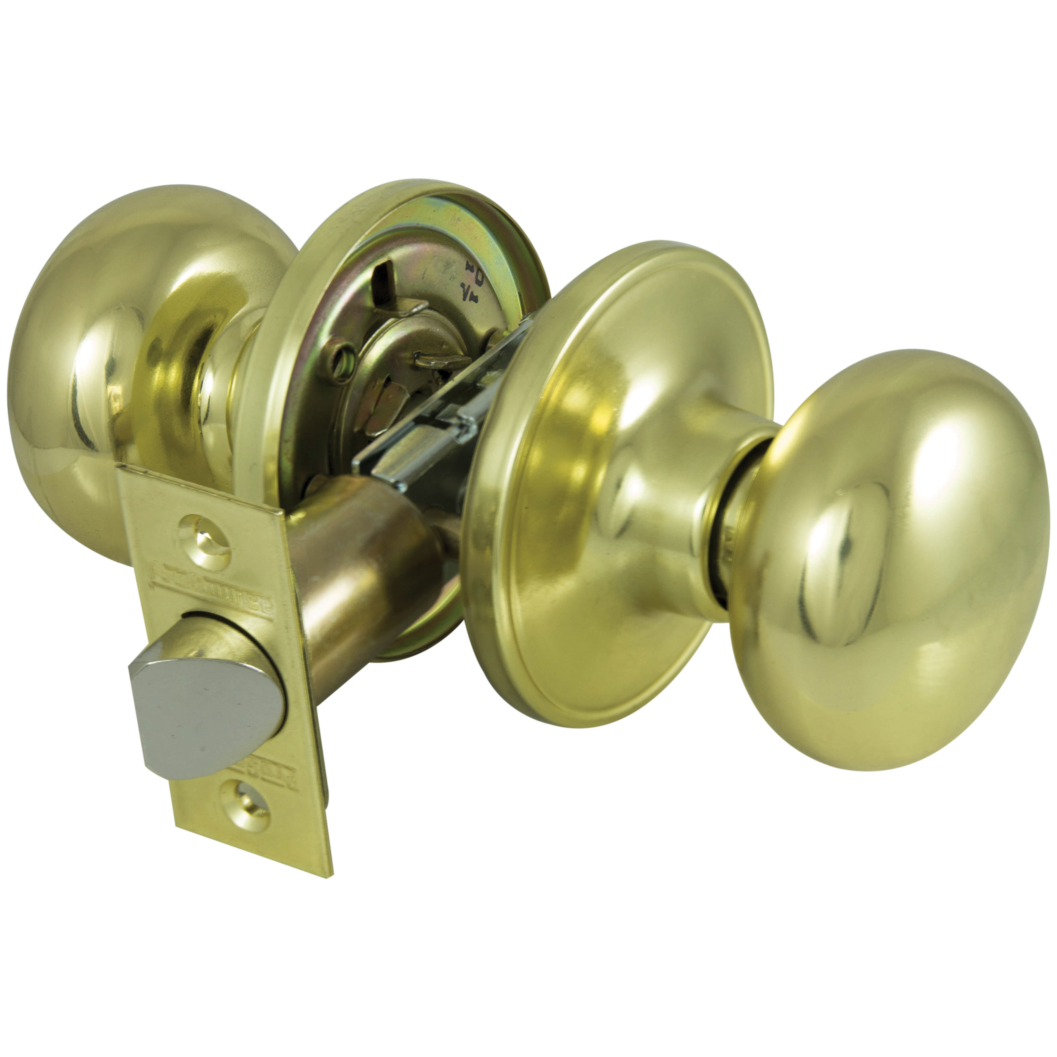 TF730V-PS Passage Knob, Metal, Polished Brass, 2-3/8 to 2-3/4 in Backset, 1-3/8 to 1-3/4 in Thick Door