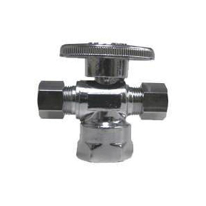 PP20056LF Stop Valve, 1/2 x 3/8 x 1/4 in Connection, FIP x Compression x Compression, Quarter-Turn Actuator