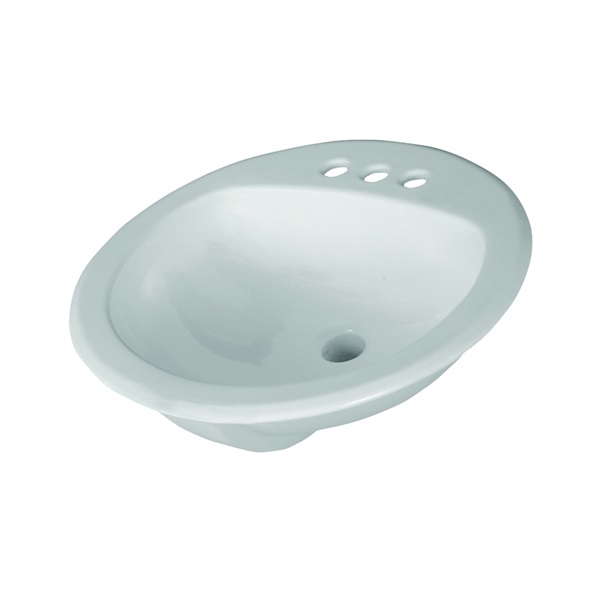Rondalyn Series 0491019.021 Countertop Sink, Round Basin, 3-Deck Hole, 19-1/8 in OAW, 7.79 in OAH