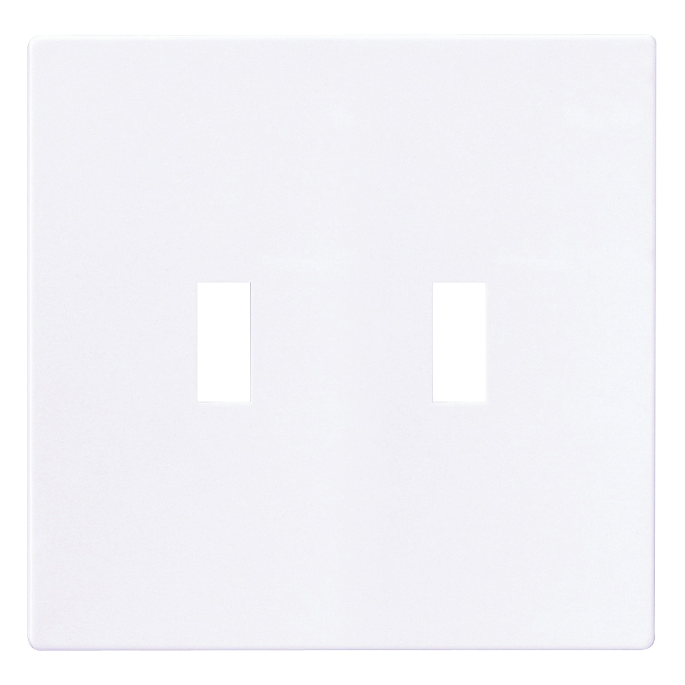 PJS2W Switch Wallplate, 4-7/8 in L, 4.94 in W, 2 -Gang, Polycarbonate, White, High-Gloss