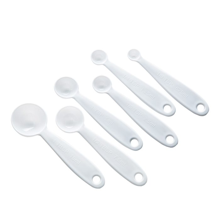 20434 Measuring Spoon Set, Metric Graduation, Plastic, White