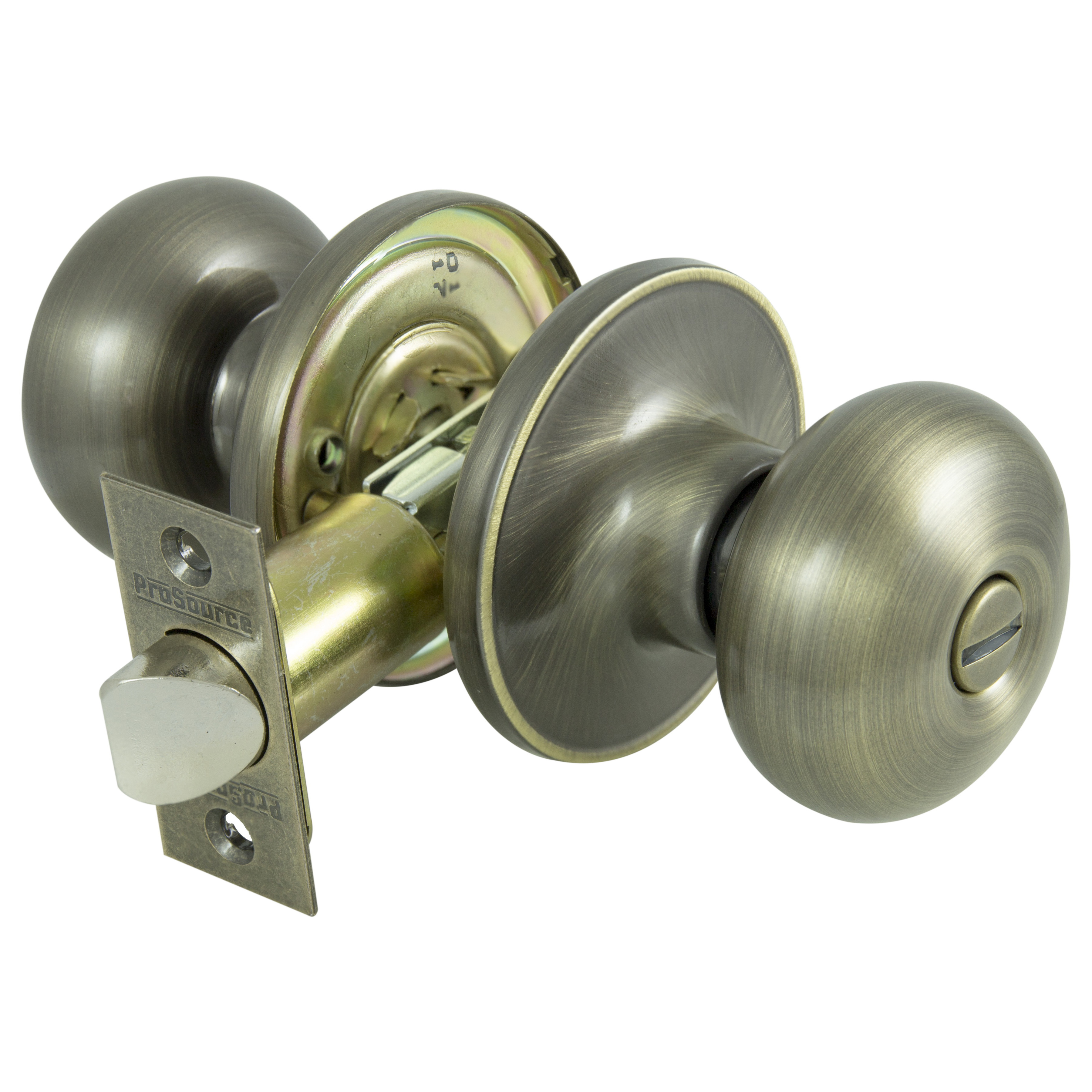 TF810V-PS Privacy Lockset, Tubular Design, Antique Brass, Stainless Steel, Reversible Hand