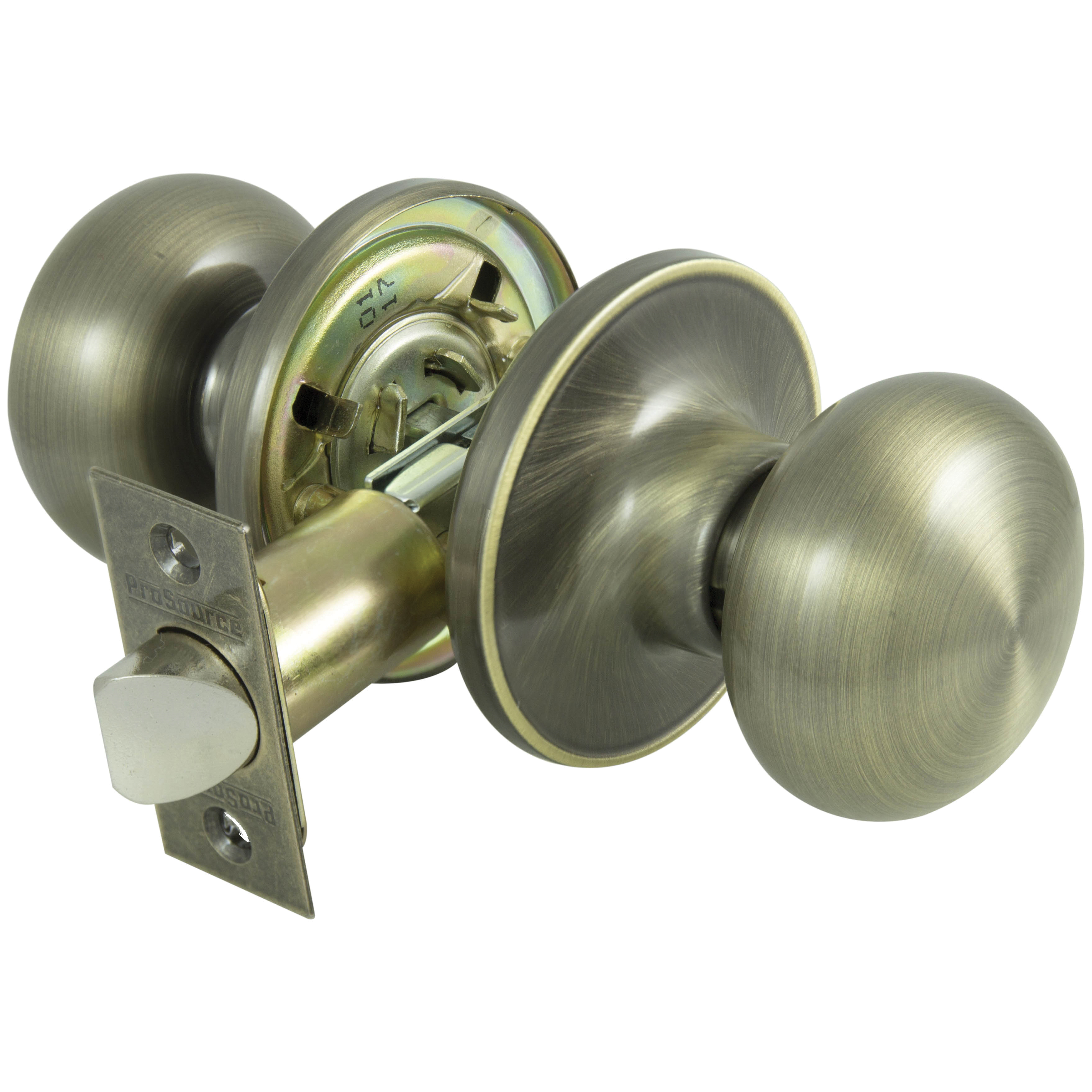 TF830V-PS Passage Knob, Metal, Antique Brass, 2-3/8 to 2-3/4 in Backset, 1-3/8 to 1-3/4 in Thick Door