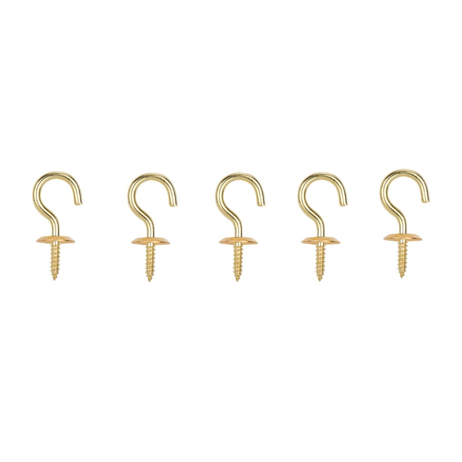 LR-391-PS Cup Hook, 11/32 in Opening, 3.2 mm Thread, 1-1/4 in L, Brass, Brass