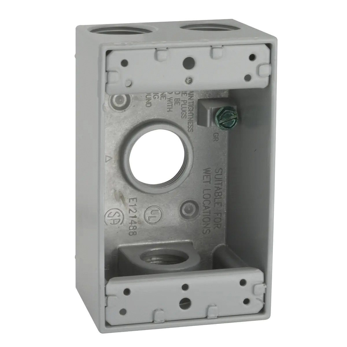 5330-0 Weatherproof Box, 2-13/16 in W, 4-9/16 in D, 4.559 in H, 4-Knockout, Aluminum, Gray, Powder-Coated