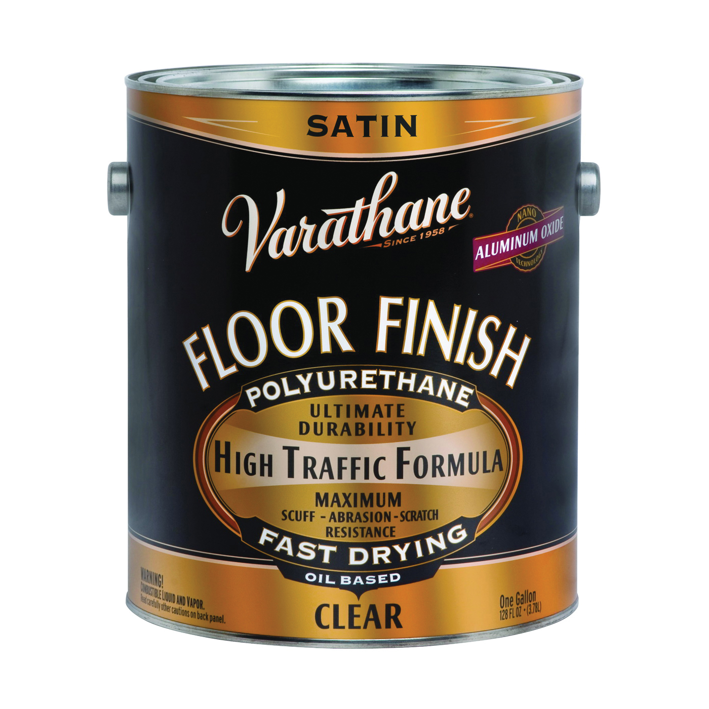 130231 Premium Polyurethane Floor Finish, Satin, Liquid, Crystal Clear, 1 gal, Can