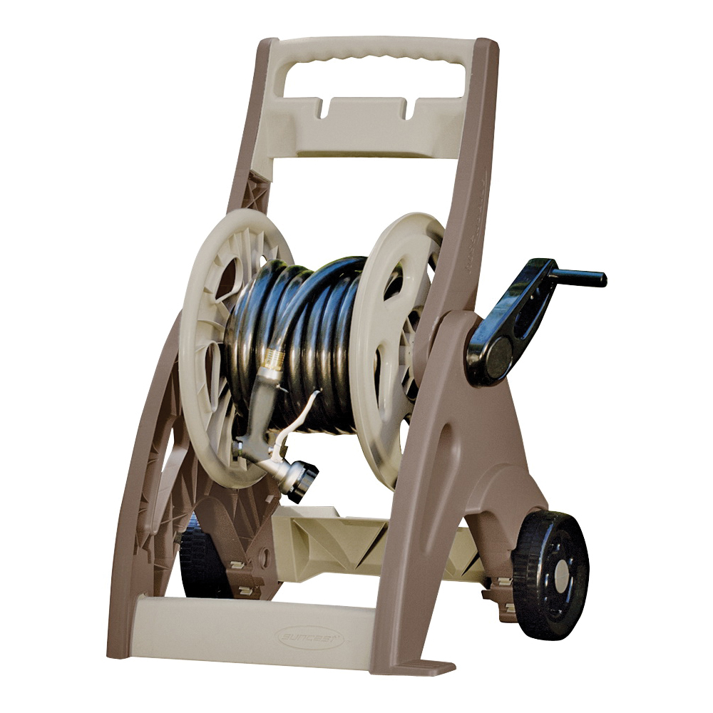 JNF175B Hose Reel Cart, Can Hold 175 ft of 5/8 in Hose, Crank Handle, Vinyl, Leader Hose Included