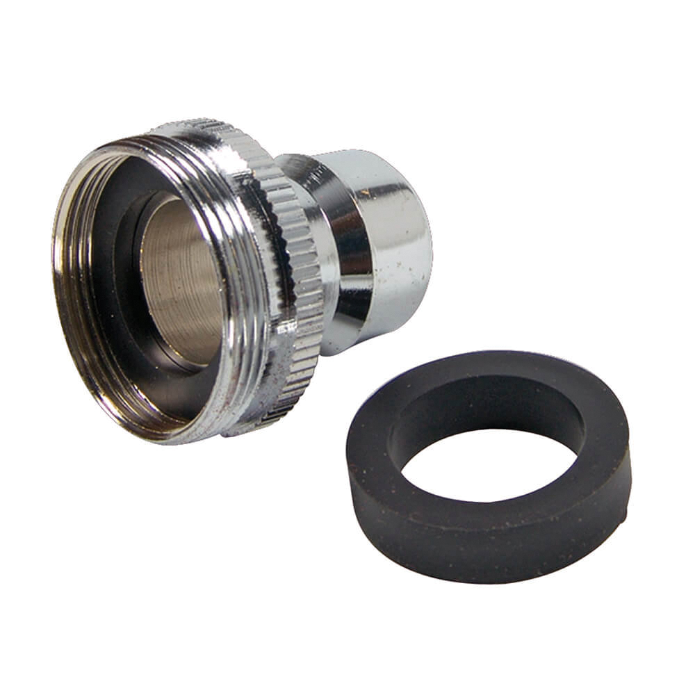 36108E Dishwasher Snap Adapter, 15/16-27 x 55/64-27, Threaded, Brass, Chrome-Plated