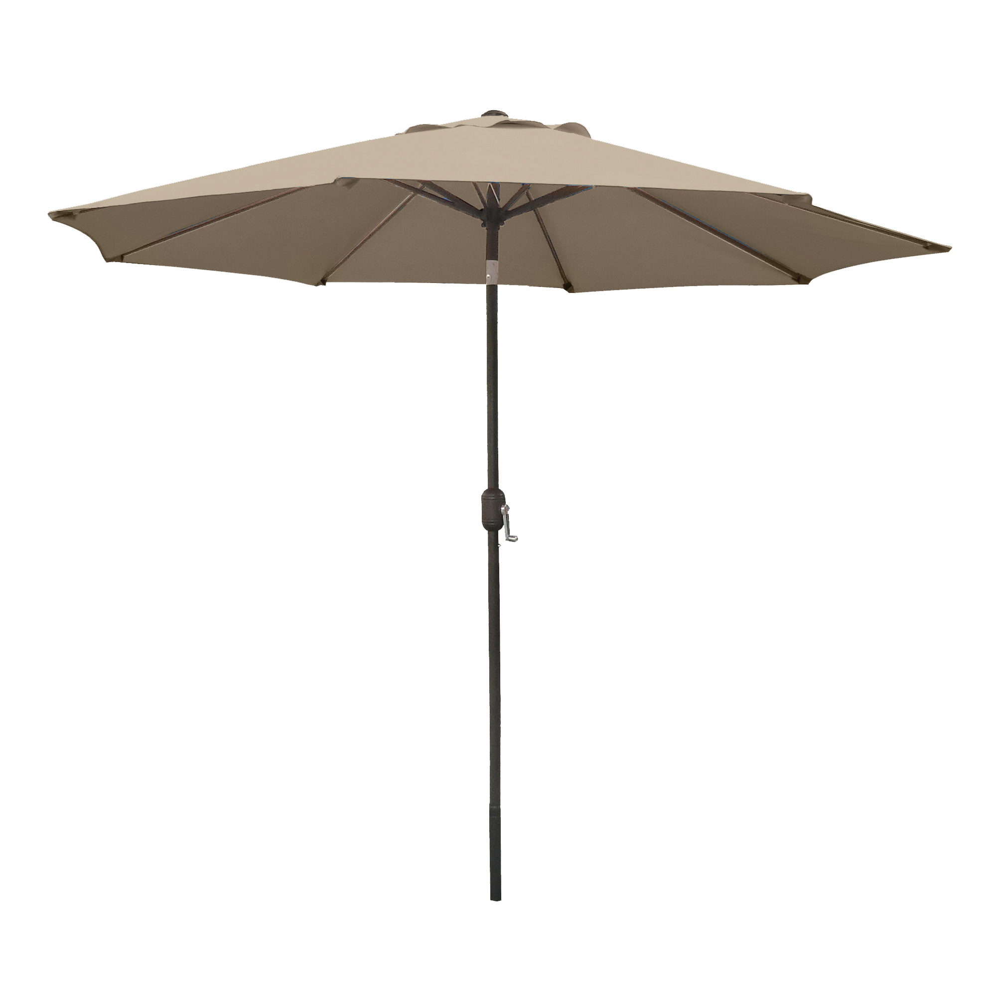 60036 Crank Umbrella, 92.9 in H, 107.9 in W Canopy, 107.9 in L Canopy, Round Canopy, Steel Frame, Taupe Fabric