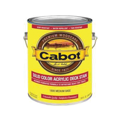 Cabot 140.0001808.007 Solid Stain, Low Luster, Medium Base, Liquid, 1 gal